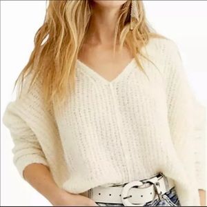 Free People Moonbeam Alpaca v neck sweater, size small, cream